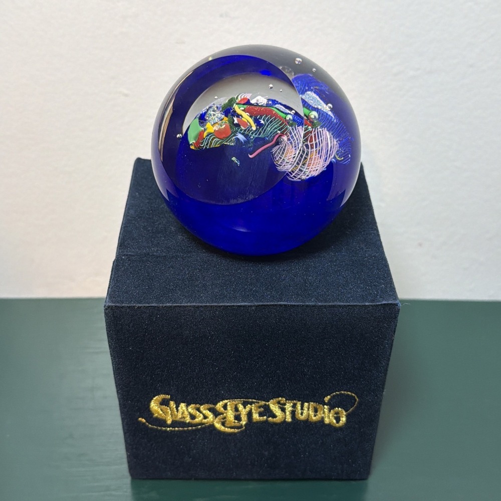 Glass Eye Studio "End Of‎ The Day" Art Glass RARE Paperweight 2004 Confetti VTG